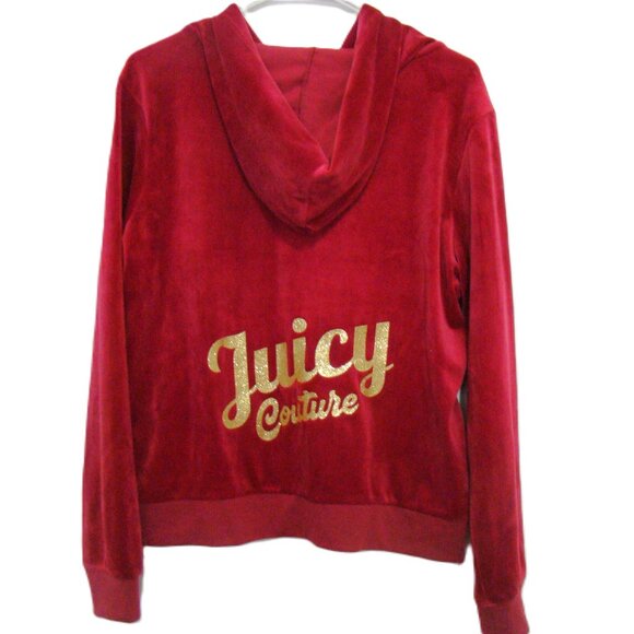 Juicy Couture Womens Velour Sweatshirt Hoodie Full Zip Hot Pink Fuchsia Large - Picture 1 of 9